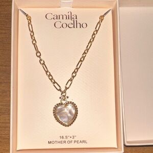 Camila Coelho Gold Mother of Pearl Heart Necklace